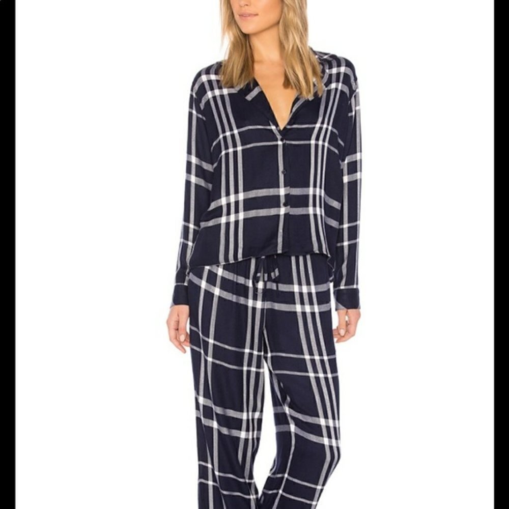 Rails Cadet Navy & White PJ Plaid Flannel Top S - Picture 2 of 5